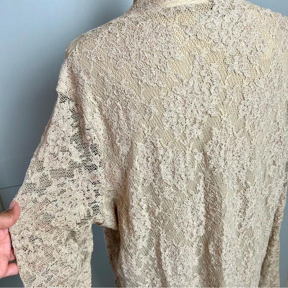 NWT VTG Coldwater Creek Womens 2X Long Sleeve Top Pucker Lace Cream Fairycore - Picture 5 of 7